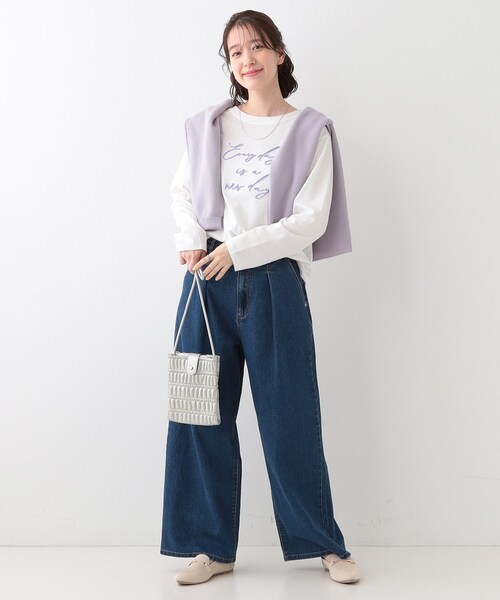 SHOO・LA・RUE(シューラルー)の「【S-LL】ロゴの立体感が魅力 ブラシ刺繍ロンT(Tシャツ/カットソー・レディース・チャコールグレー/オフホワイト/ライトベージュ・01/02/03/04)」の6枚目の写真