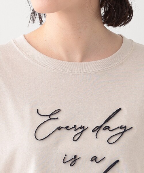 SHOO・LA・RUE(シューラルー)の「【S-LL】ロゴの立体感が魅力 ブラシ刺繍ロンT(Tシャツ/カットソー・レディース・チャコールグレー/オフホワイト/ライトベージュ・01/02/03/04)」の19枚目の写真