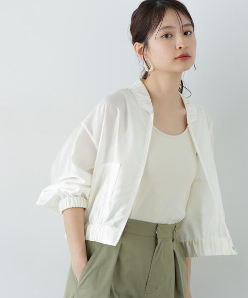 N.（N. Natural Beauty Basic）（エヌエヌナチュラルビューティーベーシック）の「シアーブルゾン（ブルゾン・レディース・オフホワイト/ブラック/グレイッシュベージュ・MEDIUM）」の22枚目の写真