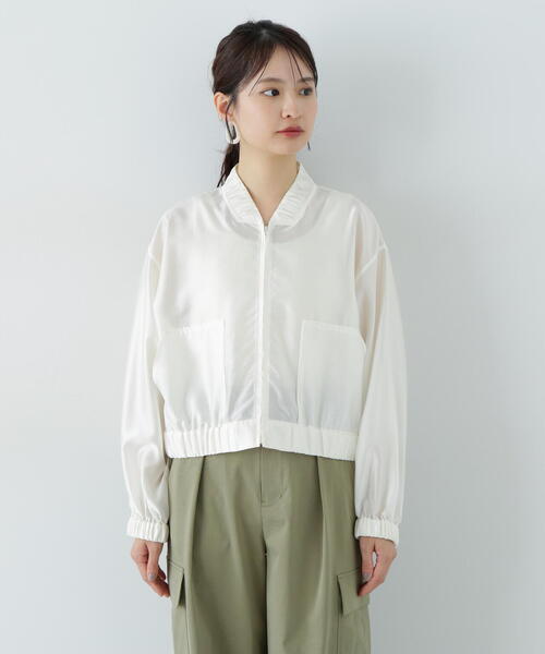 N.（N. Natural Beauty Basic）（エヌエヌナチュラルビューティーベーシック）の「シアーブルゾン（ブルゾン・レディース・オフホワイト/ブラック/グレイッシュベージュ・MEDIUM）」の16枚目の写真