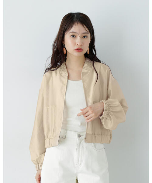 N.（N. Natural Beauty Basic）（エヌエヌナチュラルビューティーベーシック）の「シアーブルゾン（ブルゾン・レディース・オフホワイト/ブラック/グレイッシュベージュ・MEDIUM）」の7枚目の写真