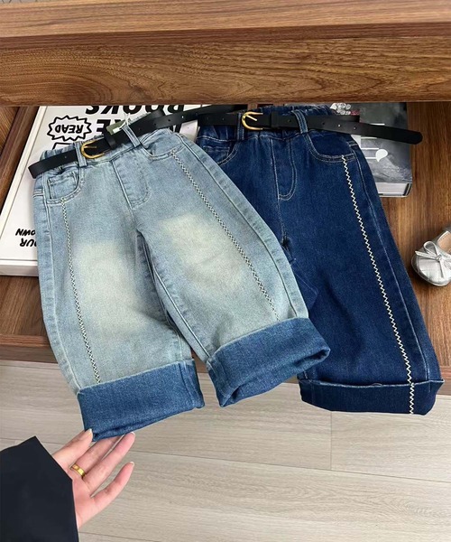 aimoha(アイモハ)の「【aimoha-KIDS-】折り返しデザインデニムパンツ(デニムパンツ・キッズ・ライトブルー/ネイビー・110/120/130/90/100)」の5枚目の写真