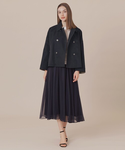 MACKINTOSH LONDON(マッキントッシュ ロンドン)の「【FYVIE/フィビー】バイカラータフタダブルブレストコート(トレンチコート・レディース・ベージュ/ネイビー・38)」の3枚目の写真