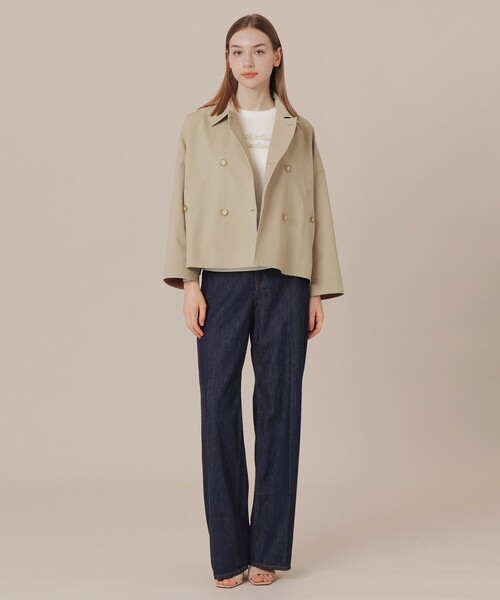 MACKINTOSH LONDON(マッキントッシュ ロンドン)の「【FYVIE/フィビー】バイカラータフタダブルブレストコート(トレンチコート・レディース・ベージュ/ネイビー・38)」の4枚目の写真