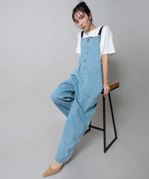 Munich(ミューニック)の「8oz スラブデニムサロペット(サロペット/オーバーオール・レディース・サックスブルー/ネイビー/ホワイト・M/S)」の16枚目の写真