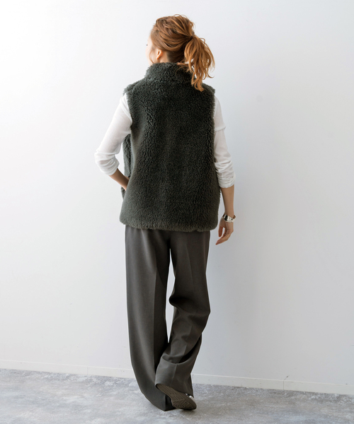 Spick & Span（スピックアンドスパン）の「《追加2》ダブルクロスツータックパンツ（スラックス・レディース・チャコールグレー/ネイビー・40/38/36/34）」の15枚目の写真