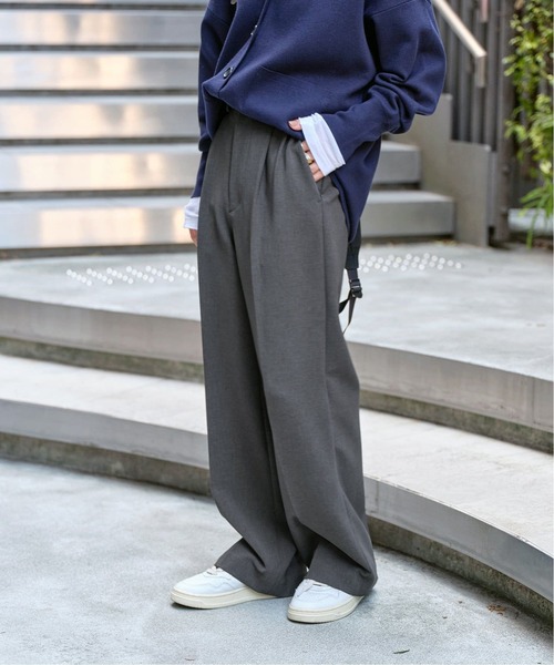 新品Spick & Span スピック&スパンダブルクロスツータックワイドパンツ スピック＆スパン Spick & Span 《追加》ダブルクロスツータック