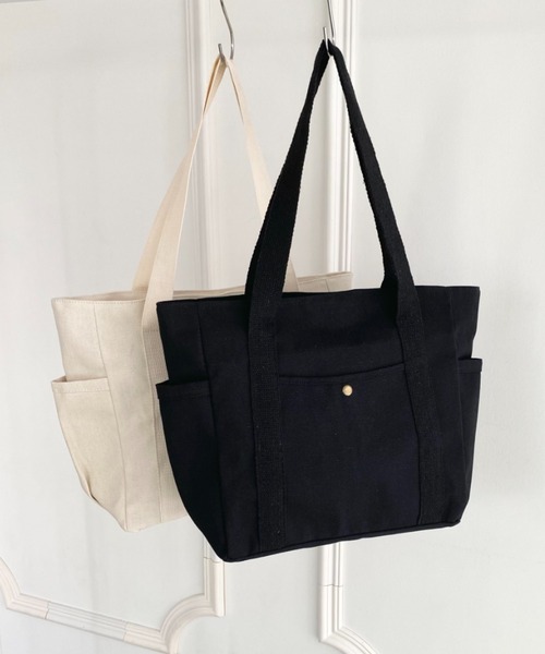 wears(ウェアーズ)の「多収納 A4収納可能 ポケット付きトートバッグ 綿トートバッグ(トートバッグ・レディース・ブラック/アイボリー・FREE)」の20枚目の写真