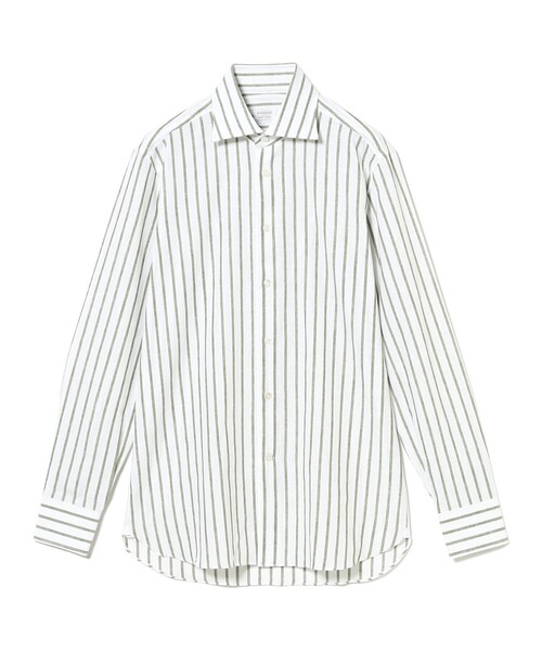 BRILLA per il gusto（ブリッラペルイルグースト）の「【別注】Borriello / コットンリネン ストライプ ワイドカラーシャツ（シャツ/ブラウス・メンズ・ブルー系その他2/グリーン系その他5・40/43/37）」の4枚目の写真