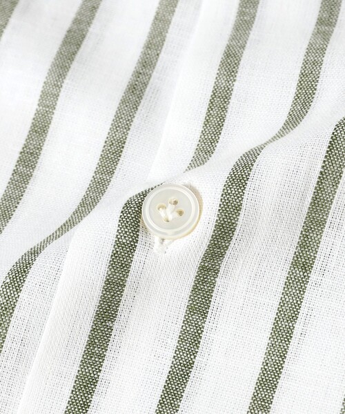 BRILLA per il gusto（ブリッラペルイルグースト）の「【別注】Borriello / コットンリネン ストライプ ワイドカラーシャツ（シャツ/ブラウス・メンズ・ブルー系その他2/グリーン系その他5・40/43/37）」の6枚目の写真