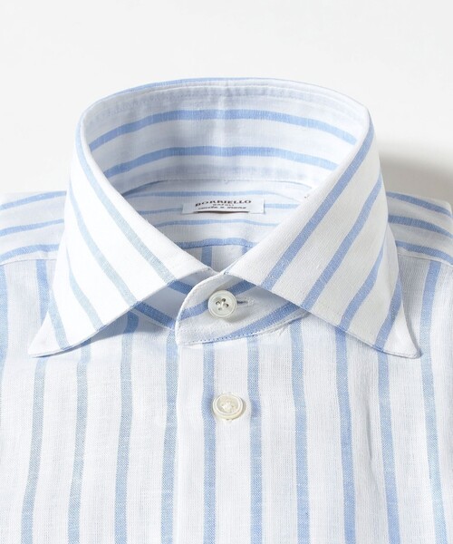 BRILLA per il gusto（ブリッラペルイルグースト）の「【別注】Borriello / コットンリネン ストライプ ワイドカラーシャツ（シャツ/ブラウス・メンズ・ブルー系その他2/グリーン系その他5・40/43/37）」の8枚目の写真