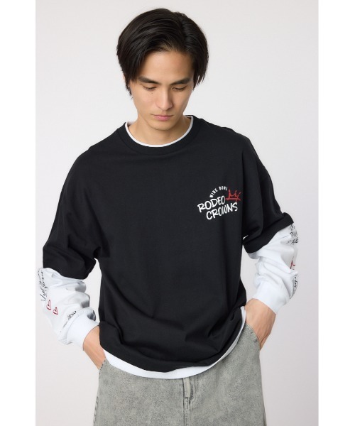 セール】フェイクレイヤードロングスリーブTシャツ（Tシャツ