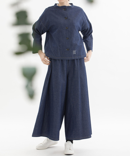 セール】コットンリネンデニム・コットンツイルボトルネック2way