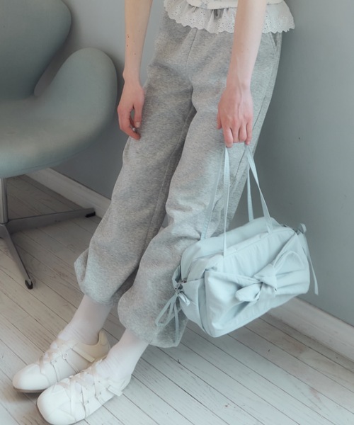 Birthday room（バースデイルーム）の「リボンナイロンショルダーBAG/ribbon nnylon shoulder bag（ショルダーバッグ・レディース・ブラック/アイボリー/ライトブルー・FREE）」の3枚目の写真