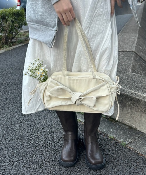 Birthday room（バースデイルーム）の「リボンナイロンショルダーBAG/ribbon nnylon shoulder bag（ショルダーバッグ・レディース・ブラック/アイボリー/ライトブルー・FREE）」の21枚目の写真