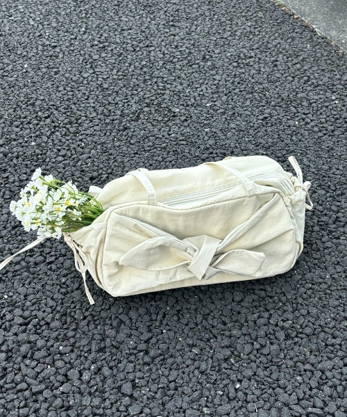 Birthday room（バースデイルーム）の「リボンナイロンショルダーBAG/ribbon nnylon shoulder bag（ショルダーバッグ・レディース・ブラック/アイボリー/ライトブルー・FREE）」の20枚目の写真