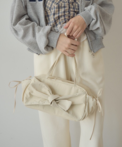 Birthday room（バースデイルーム）の「リボンナイロンショルダーBAG/ribbon nnylon shoulder bag（ショルダーバッグ・レディース・ブラック/アイボリー/ライトブルー・FREE）」の11枚目の写真