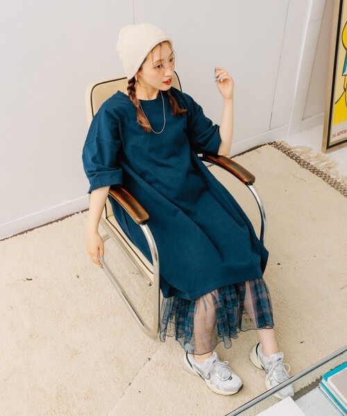 FREAK'S STORE（フリークスストア）の「2WAY チェックシアースカート/チェックティアードスカート（スカート・レディース・イエロー/ネイビー/ブルー・ﾌﾘ-）」の21枚目の写真