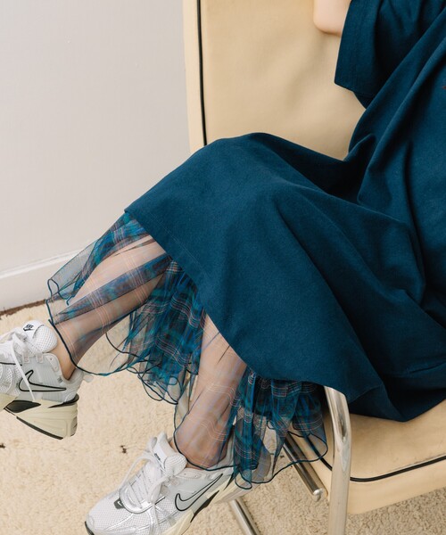 FREAK'S STORE（フリークスストア）の「2WAY チェックシアースカート/チェックティアードスカート（スカート・レディース・イエロー/ネイビー/ブルー・ﾌﾘ-）」の22枚目の写真