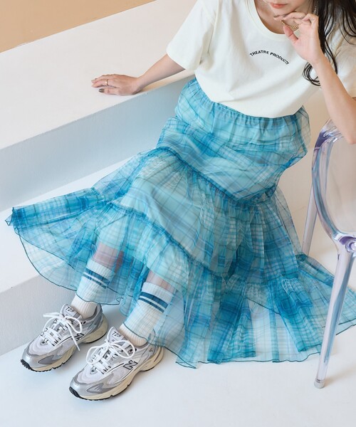 FREAK'S STORE（フリークスストア）の「2WAY チェックシアースカート/チェックティアードスカート（スカート・レディース・イエロー/ネイビー/ブルー・ﾌﾘ-）」の11枚目の写真