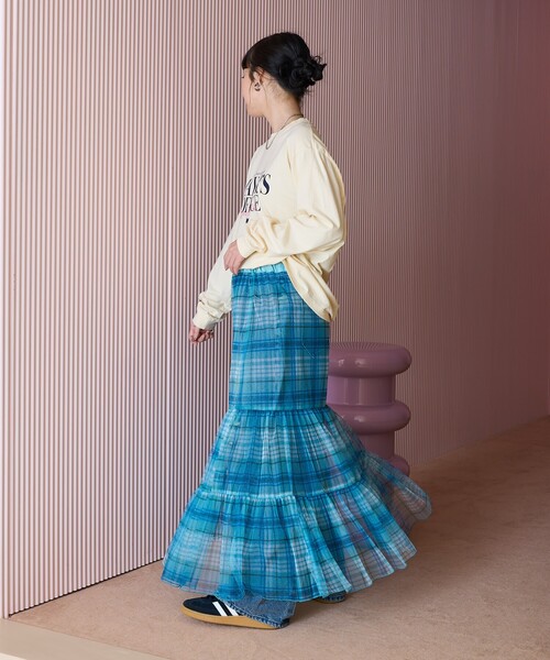 FREAK'S STORE（フリークスストア）の「2WAY チェックシアースカート/チェックティアードスカート（スカート・レディース・イエロー/ネイビー/ブルー・ﾌﾘ-）」の15枚目の写真