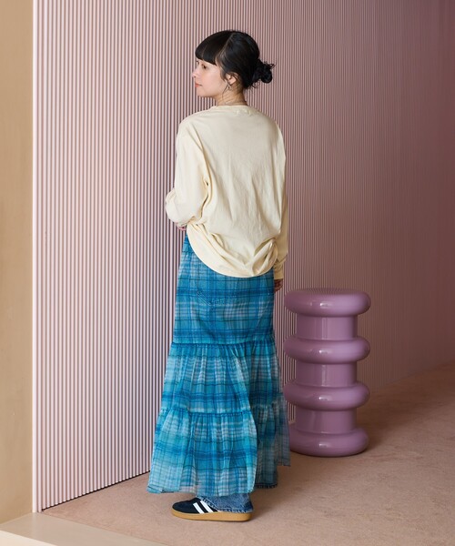 FREAK'S STORE（フリークスストア）の「2WAY チェックシアースカート/チェックティアードスカート（スカート・レディース・イエロー/ネイビー/ブルー・ﾌﾘ-）」の16枚目の写真