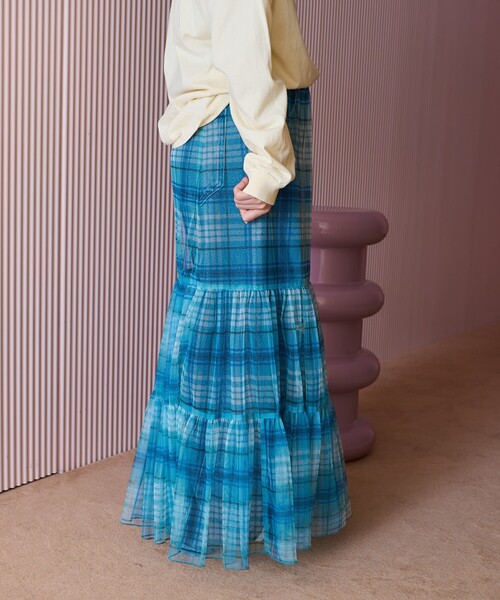 FREAK'S STORE（フリークスストア）の「2WAY チェックシアースカート/チェックティアードスカート（スカート・レディース・イエロー/ネイビー/ブルー・ﾌﾘ-）」の19枚目の写真