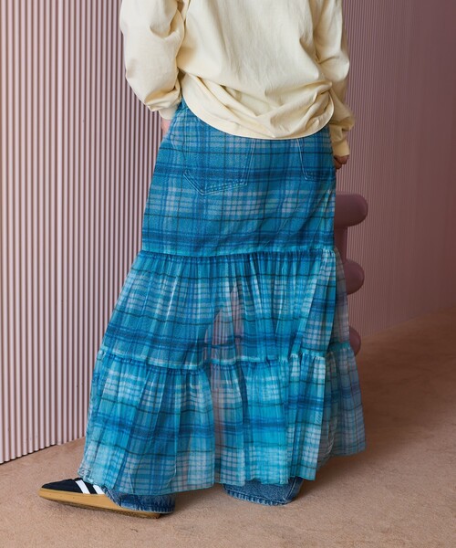 FREAK'S STORE（フリークスストア）の「2WAY チェックシアースカート/チェックティアードスカート（スカート・レディース・イエロー/ネイビー/ブルー・ﾌﾘ-）」の4枚目の写真