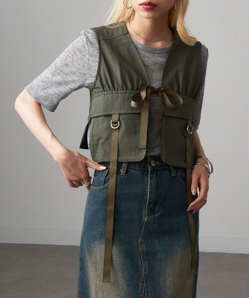 MAGASIN DE MODE Onjna(マガジンデモードオンジェナ )の「【MAGASIN DE MODE Onjna】タクティカルショートベスト trc(ベスト・レディース・グレー/カーキ/ブラック・FREE)」の3枚目の写真