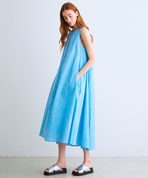 three dots（スリードッツ）の「コットンリネン ドレス（ワンピース・レディース・ピンク系その他/ライトブルー/イエロー/ネイビー/レッド・SMALL/MEDIUM）」の12枚目の写真