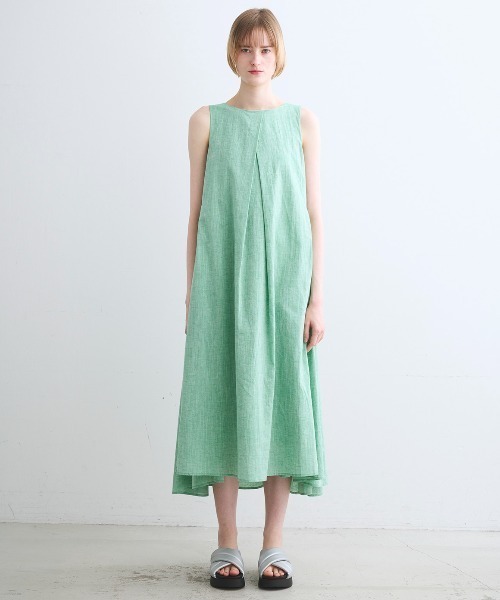 three dots(スリードッツ)の「コットンリネン ドレス(ワンピース・レディース・ピンク系その他/ライトブルー/イエロー/ネイビー/レッド/パープル/ナチュラル/グリーン・SMALL/MEDIUM)」の12枚目の写真