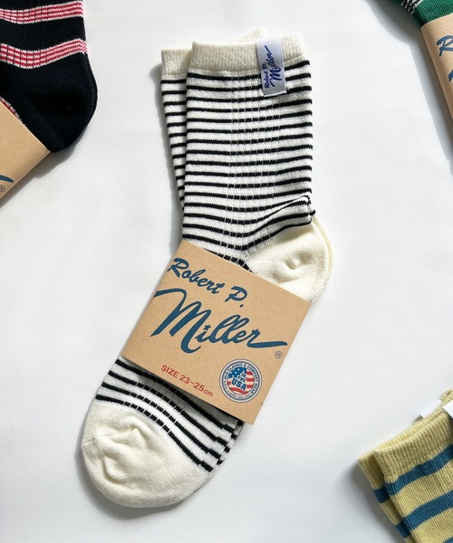 MILLER（ミラー）の「Robert P. Miller / ソックス　Mボーダー / 326C（ソックス/靴下・レディース・グレー/レッド系その他2/ブルー系その他3/ブルー系その他2/グレー系その他/オレンジ/ブラック系その他/ブルー系その他/オレンジ系その他/レッド系その他/ネイビー/レッド/ピンク/ホワイト/グリーン/その他4/その他3/その他2/その他1/ホワイト系その他/イエロー/ライトホワイト/チャコールグレー/ブラック・23-25cm）」の22枚目の写真