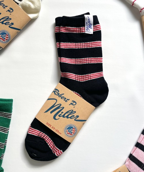 MILLER（ミラー）の「Robert P. Miller / ソックス　Mボーダー / 326C（ソックス/靴下・レディース・グレー/レッド系その他2/ブルー系その他3/ブルー系その他2/グレー系その他/オレンジ/ブラック系その他/ブルー系その他/オレンジ系その他/レッド系その他/ネイビー/レッド/ピンク/ホワイト/グリーン/その他4/その他3/その他2/その他1/ホワイト系その他/イエロー/ライトホワイト/チャコールグレー/ブラック・23-25cm）」の11枚目の写真