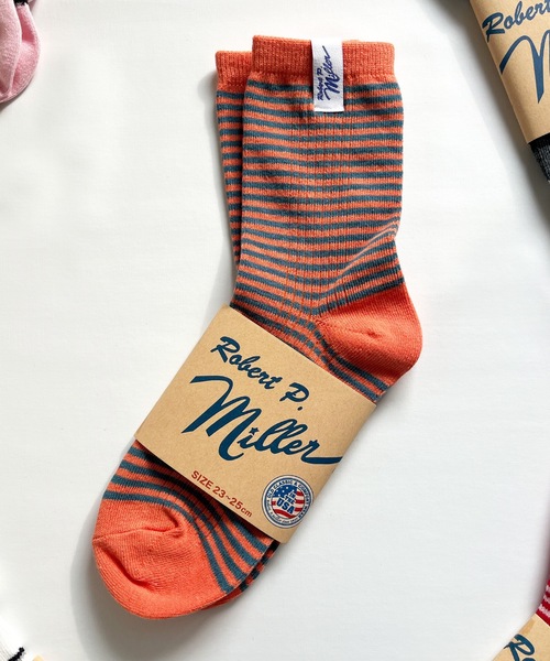 MILLER（ミラー）の「Robert P. Miller / ソックス　Mボーダー / 326C（ソックス/靴下・レディース・グレー/レッド系その他2/ブルー系その他3/ブルー系その他2/グレー系その他/オレンジ/ブラック系その他/ブルー系その他/オレンジ系その他/レッド系その他/ネイビー/レッド/ピンク/ホワイト/グリーン/その他4/その他3/その他2/その他1/ホワイト系その他/イエロー/ライトホワイト/チャコールグレー/ブラック・23-25cm）」の21枚目の写真