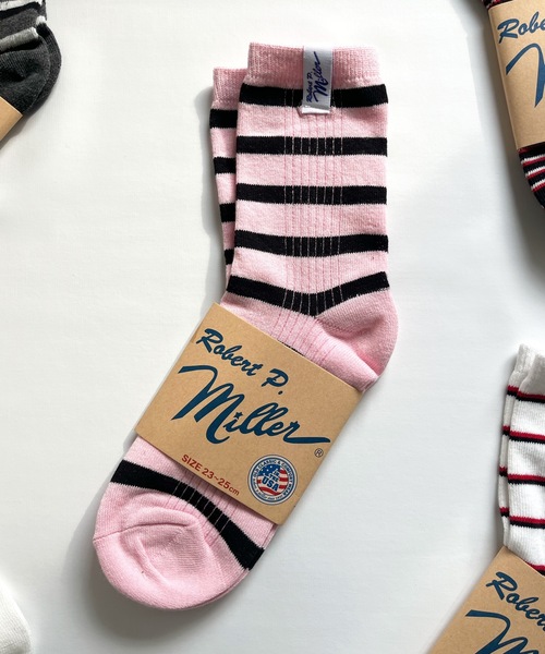 MILLER（ミラー）の「Robert P. Miller / ソックス　Mボーダー / 326C（ソックス/靴下・レディース・グレー/レッド系その他2/ブルー系その他3/ブルー系その他2/グレー系その他/オレンジ/ブラック系その他/ブルー系その他/オレンジ系その他/レッド系その他/ネイビー/レッド/ピンク/ホワイト/グリーン/その他4/その他3/その他2/その他1/ホワイト系その他/イエロー/ライトホワイト/チャコールグレー/ブラック・23-25cm）」の16枚目の写真