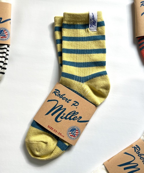 MILLER（ミラー）の「Robert P. Miller / ソックス　Mボーダー / 326C（ソックス/靴下・レディース・グレー/レッド系その他2/ブルー系その他3/ブルー系その他2/グレー系その他/オレンジ/ブラック系その他/ブルー系その他/オレンジ系その他/レッド系その他/ネイビー/レッド/ピンク/ホワイト/グリーン/その他4/その他3/その他2/その他1/ホワイト系その他/イエロー/ライトホワイト/チャコールグレー/ブラック・23-25cm）」の15枚目の写真
