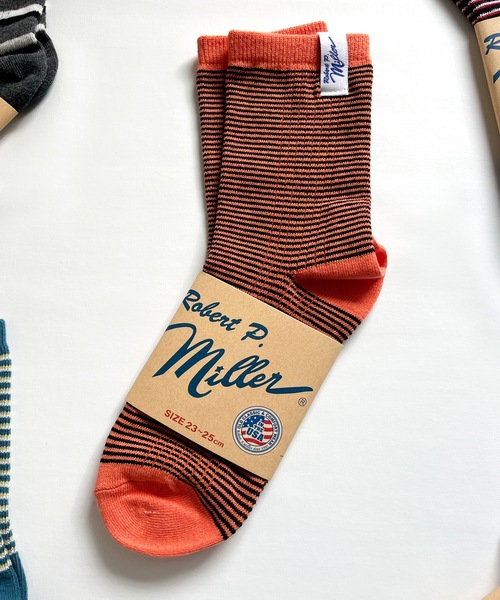 MILLER（ミラー）の「Robert P. Miller / ソックス　Mボーダー / 326C（ソックス/靴下・レディース・グレー/レッド系その他2/ブルー系その他3/ブルー系その他2/グレー系その他/オレンジ/ブラック系その他/ブルー系その他/オレンジ系その他/レッド系その他/ネイビー/レッド/ピンク/ホワイト/グリーン/その他4/その他3/その他2/その他1/ホワイト系その他/イエロー/ライトホワイト/チャコールグレー/ブラック・23-25cm）」の20枚目の写真