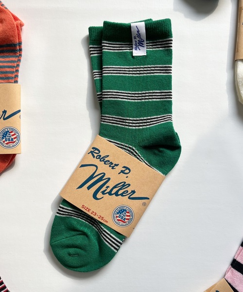 MILLER（ミラー）の「Robert P. Miller / ソックス　Mボーダー / 326C（ソックス/靴下・レディース・グレー/レッド系その他2/ブルー系その他3/ブルー系その他2/グレー系その他/オレンジ/ブラック系その他/ブルー系その他/オレンジ系その他/レッド系その他/ネイビー/レッド/ピンク/ホワイト/グリーン/その他4/その他3/その他2/その他1/ホワイト系その他/イエロー/ライトホワイト/チャコールグレー/ブラック・23-25cm）」の10枚目の写真