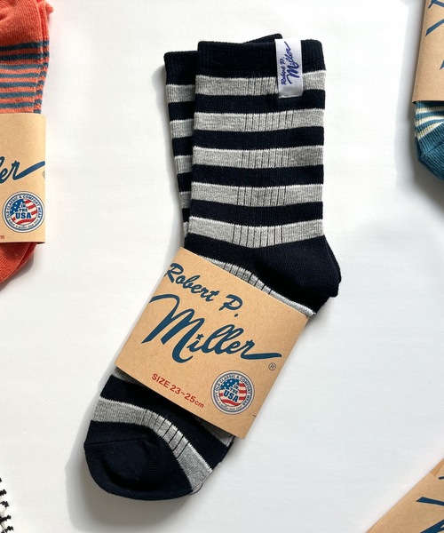 MILLER（ミラー）の「Robert P. Miller / ソックス　Mボーダー / 326C（ソックス/靴下・レディース・グレー/レッド系その他2/ブルー系その他3/ブルー系その他2/グレー系その他/オレンジ/ブラック系その他/ブルー系その他/オレンジ系その他/レッド系その他/ネイビー/レッド/ピンク/ホワイト/グリーン/その他4/その他3/その他2/その他1/ホワイト系その他/イエロー/ライトホワイト/チャコールグレー/ブラック・23-25cm）」の13枚目の写真