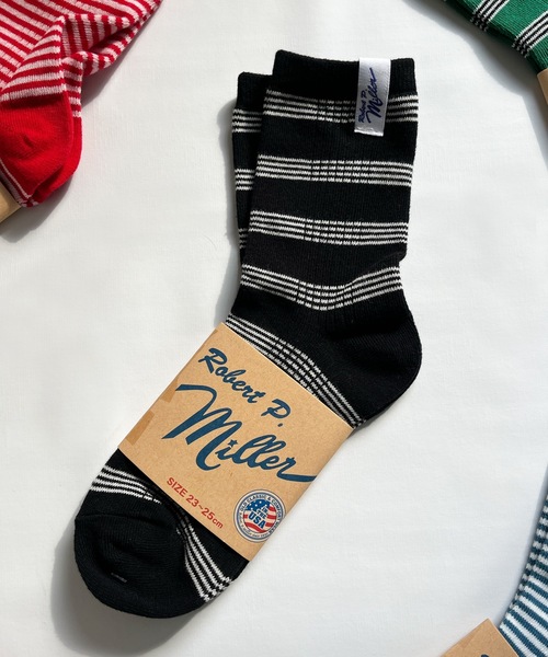MILLER（ミラー）の「Robert P. Miller / ソックス　Mボーダー / 326C（ソックス/靴下・レディース・グレー/レッド系その他2/ブルー系その他3/ブルー系その他2/グレー系その他/オレンジ/ブラック系その他/ブルー系その他/オレンジ系その他/レッド系その他/ネイビー/レッド/ピンク/ホワイト/グリーン/その他4/その他3/その他2/その他1/ホワイト系その他/イエロー/ライトホワイト/チャコールグレー/ブラック・23-25cm）」の5枚目の写真