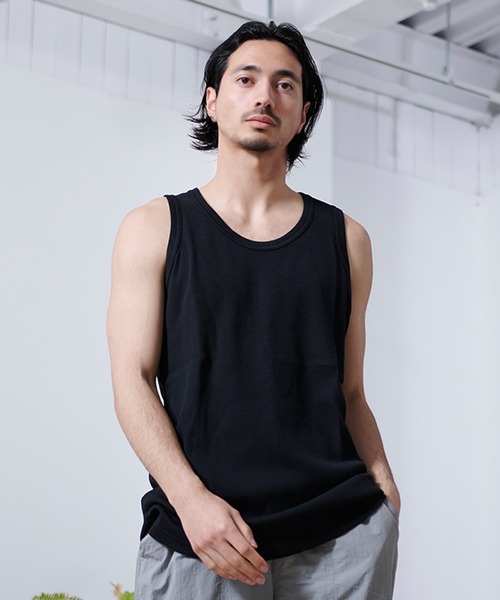SILVER BULLET（シルバーバレット）の「『SILVER BULLET SELECT AP/シルバーバレットセレクト』Uネック ワッフルトールタンクトップ【gb】（Tシャツ/カットソー・メンズ・グレー/ブラック/オフホワイト・LL/M/L）」の2枚目の写真