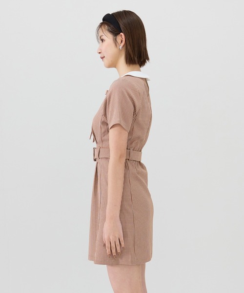 セール】ギンガムチェック襟つきミニワンピース（ワンピース