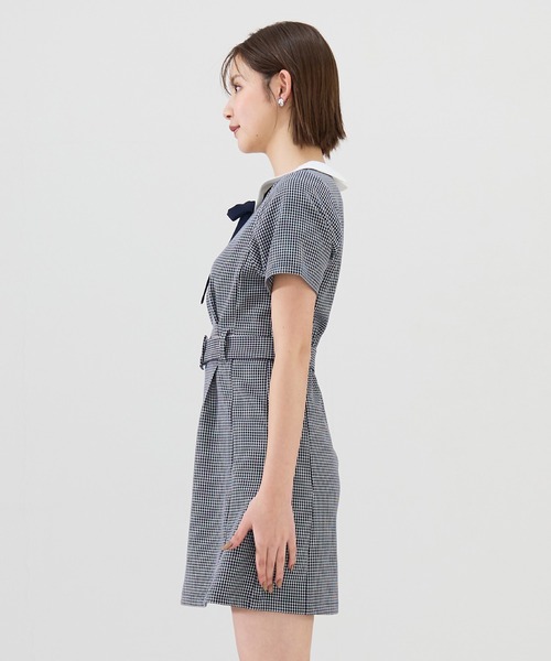 セール】ギンガムチェック襟つきミニワンピース（ワンピース
