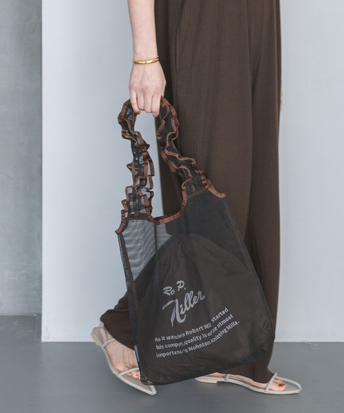 A part by（アパートバイ）の「【別注】miller_メッシュトート（トートバッグ・レディース・ブラック/アイボリー・FREE）」の6枚目の写真