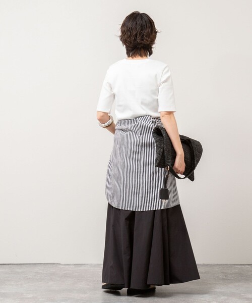 NOLLEY’S(ノーリーズ)の「◇【WEB限定】コンパクトベアテレコスクエア5分袖プルオーバーカットソー(Tシャツ/カットソー・レディース・ホワイト/ネイビー/ブラック・FREE)」の4枚目の写真