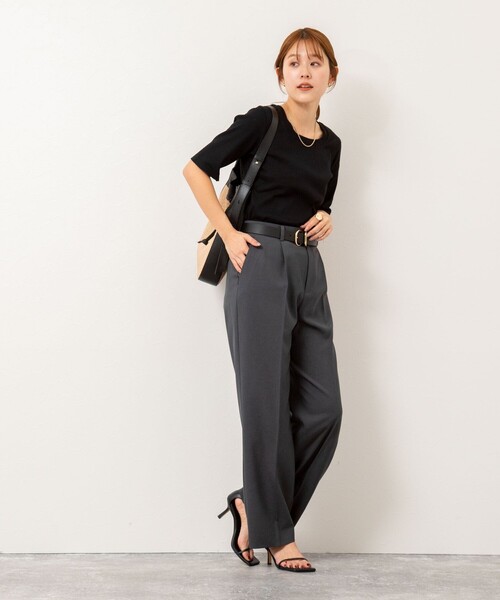 NOLLEY’S(ノーリーズ)の「◇【WEB限定】コンパクトベアテレコスクエア5分袖プルオーバーカットソー(Tシャツ/カットソー・レディース・ホワイト/ネイビー/ブラック・FREE)」の12枚目の写真