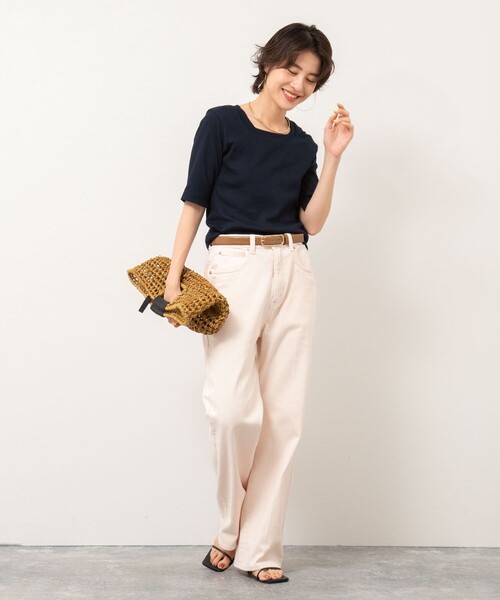 NOLLEY’S(ノーリーズ)の「◇【WEB限定】コンパクトベアテレコスクエア5分袖プルオーバーカットソー(Tシャツ/カットソー・レディース・ホワイト/ネイビー/ブラック・FREE)」の15枚目の写真