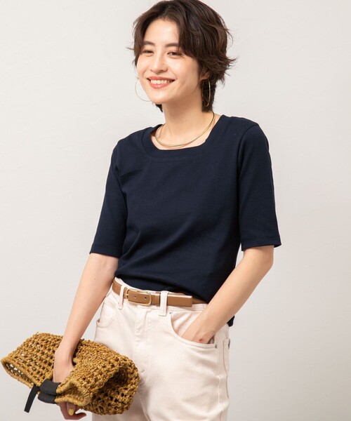 NOLLEY’S(ノーリーズ)の「◇【WEB限定】コンパクトベアテレコスクエア5分袖プルオーバーカットソー(Tシャツ/カットソー・レディース・ホワイト/ネイビー/ブラック・FREE)」の18枚目の写真