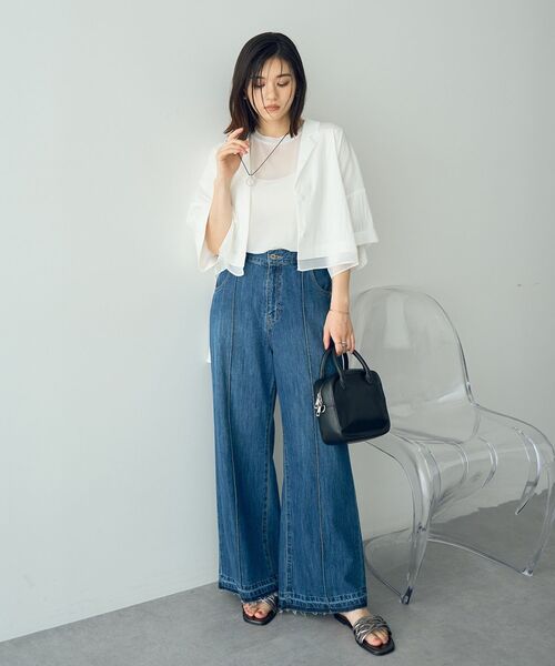 YECCA VECCA（イェッカヴェッカ）の「綿麻バギーデニムパンツ（デニムパンツ・レディース・インディゴブルー・S/M）」の4枚目の写真