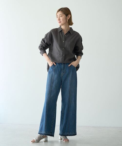 YECCA VECCA（イェッカヴェッカ）の「綿麻バギーデニムパンツ（デニムパンツ・レディース・インディゴブルー・S/M）」の5枚目の写真